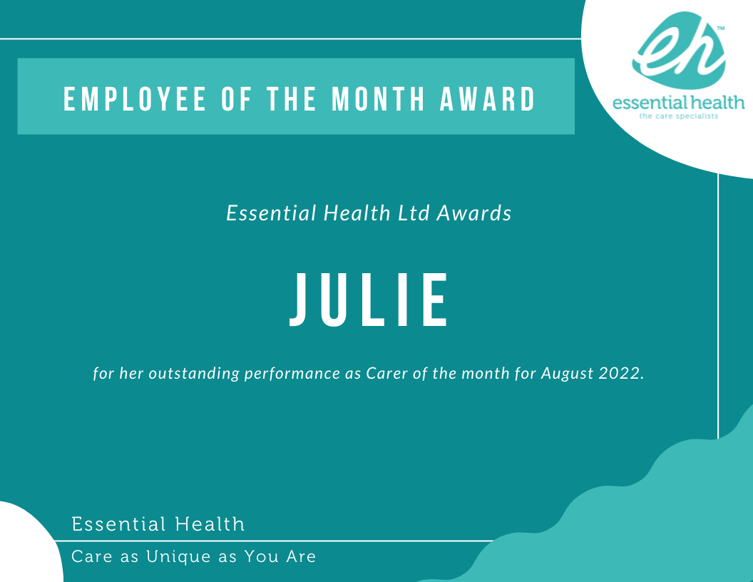 A huge well done for Our Carer of the Month! Essential Health Ltd